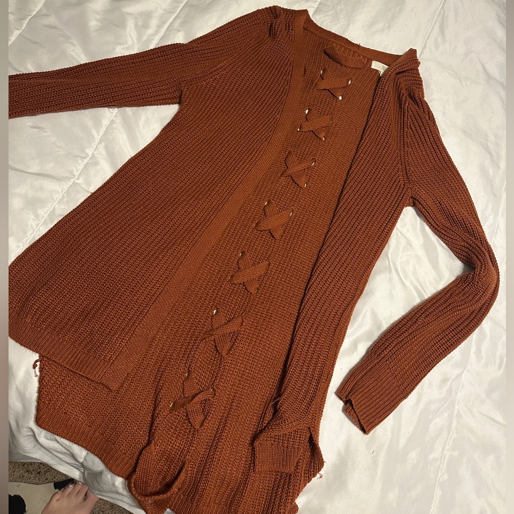 Elegant Rust Cardigan Sweater for Women